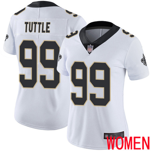 New Orleans Saints Limited White Women Shy Tuttle Road Jersey NFL Football #99 Vapor Untouchable Jersey